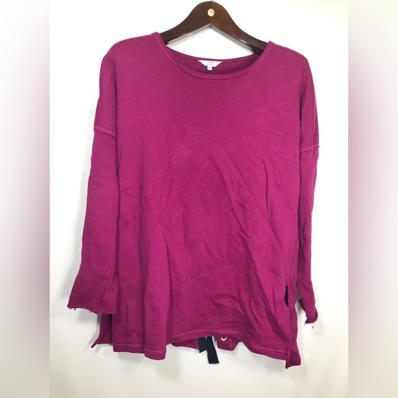Talbots 100% cotton pink with blue Tie Back Lightweight Sweater Womens Medium - Picture 1 of 7